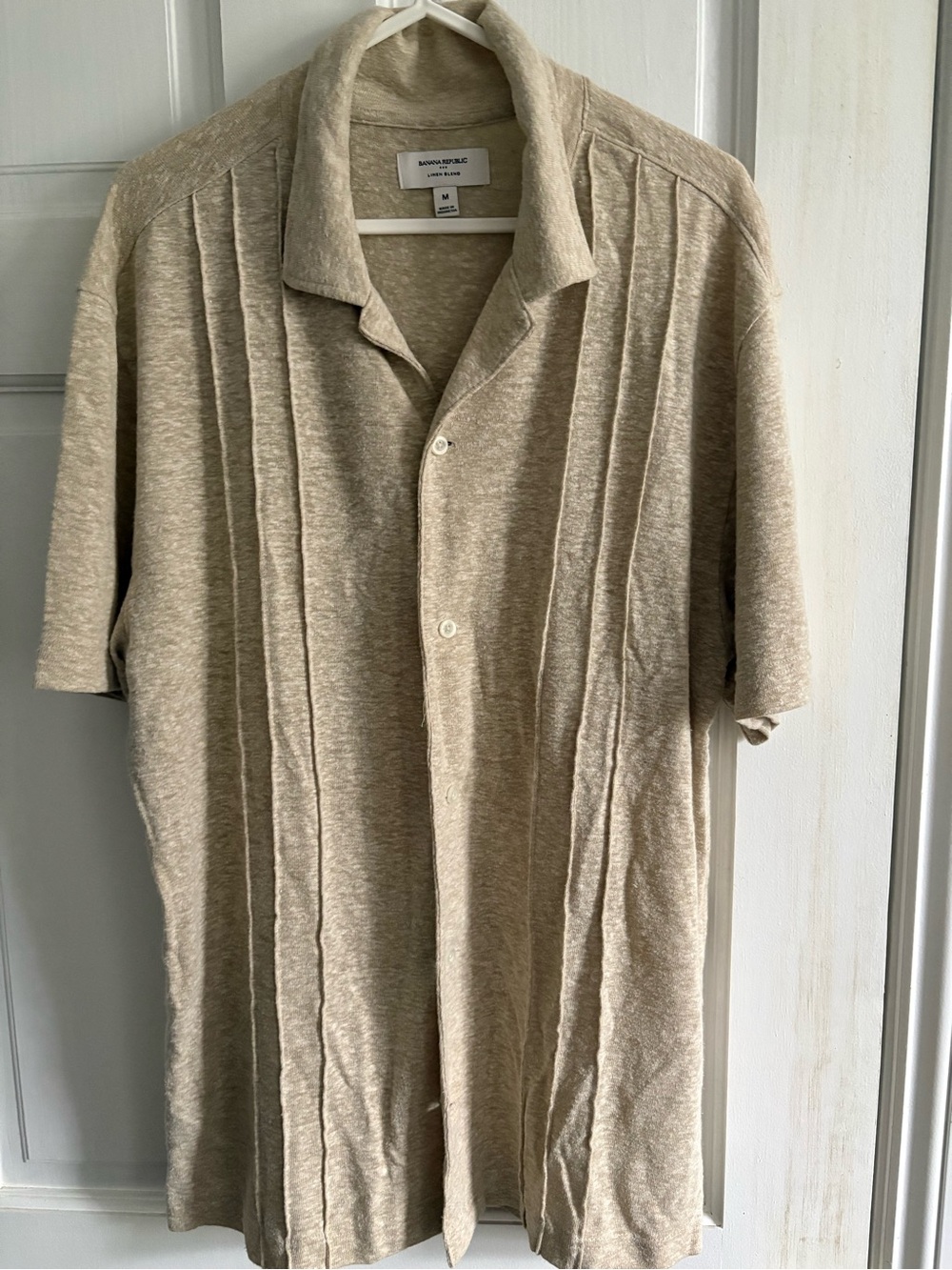 Banana Republic Beige Short-Sleeve Knit Polo Shirt